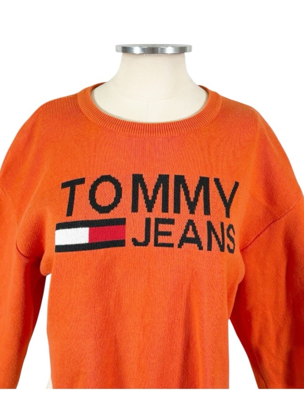 Tommy Jeans Cropped Logo Y2k Style Wide Sleeve Sweater Size Small - Picture 6 of 11